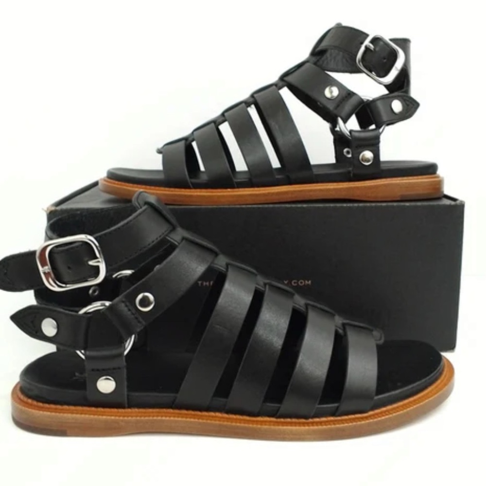 FRYE Women s Andora Gladiator Black Leather Sandal Size 7M